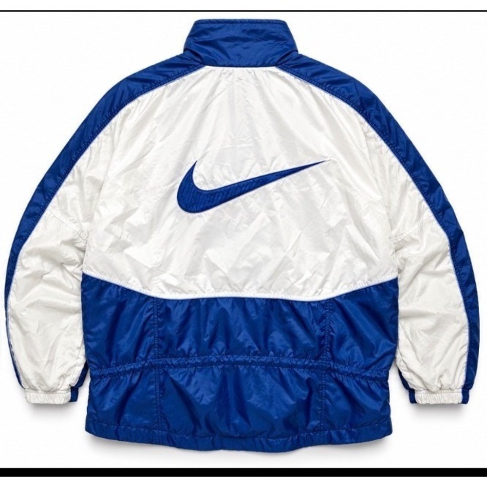 VTG 90s Nike XL 16-18 Windbreaker Jacket Big Swoosh Blue White Colorblock